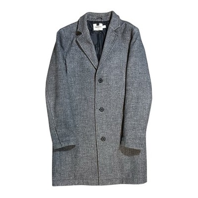 Topman Gray Topcoat Notch Lapel Overcoat Button Front Men s Small INSIDE TEAR