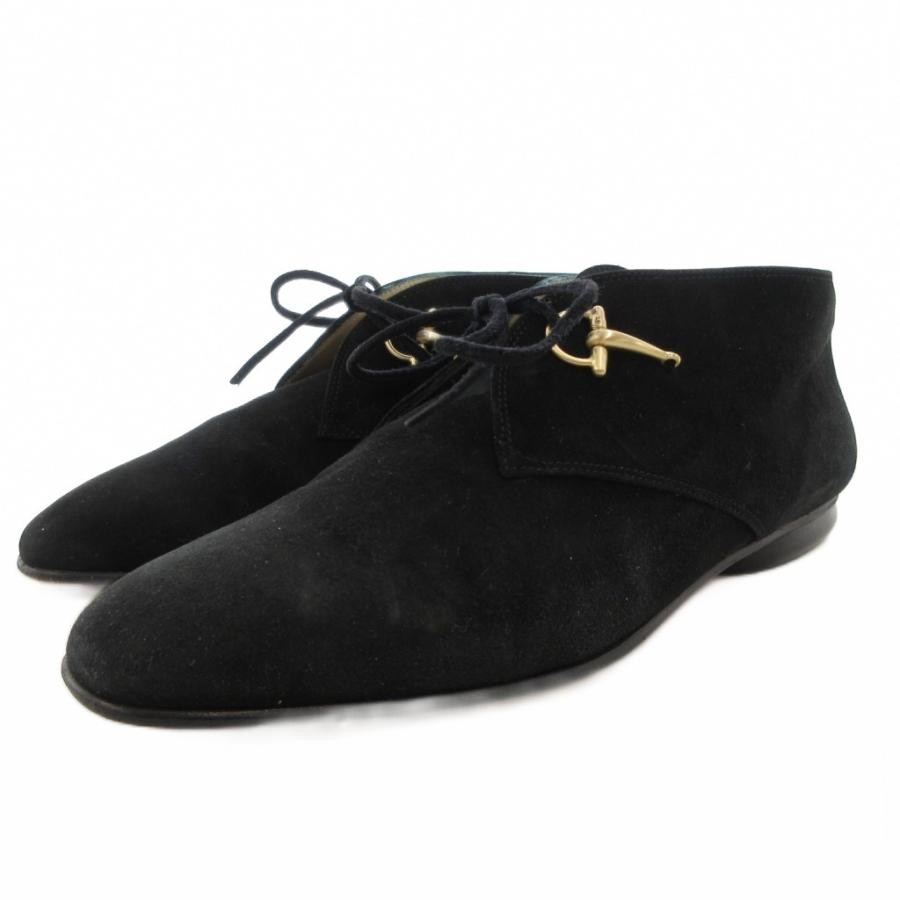 GUCCI Women's Chukka With Ribbon Suede Boots Size:35.5/JP:22.5 141188K Authentic
