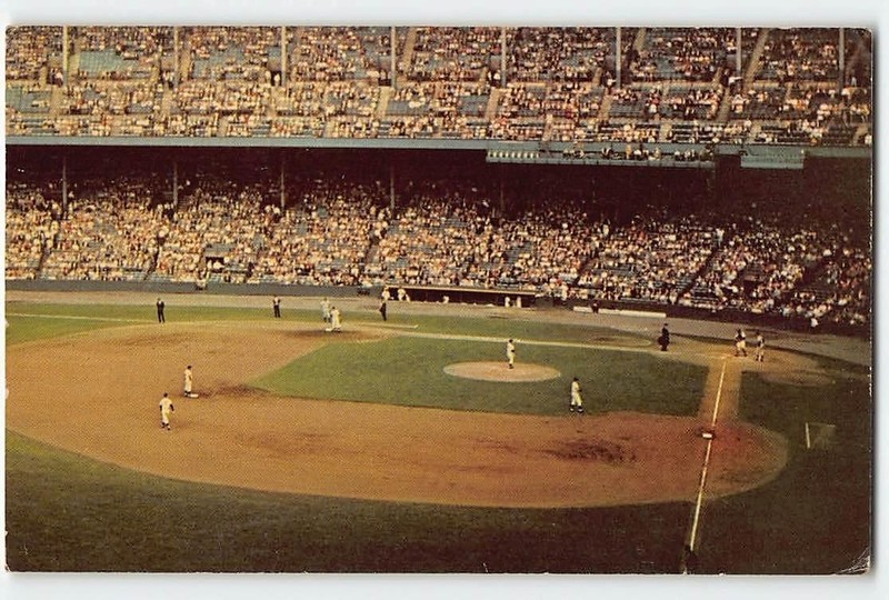 Baseball Game CLEVELAND INDIANS Ohio Stadium 1950s Chrome Vintage Postcard