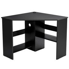 Pemberly Row Corner Computer Desk Writing Workstation in Black