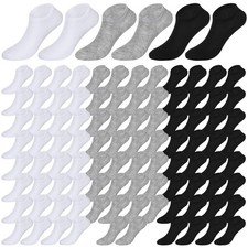 Newcotte 50 Pairs No Show Socks Bulk Size 6-9 One Size, Black, White, Gray