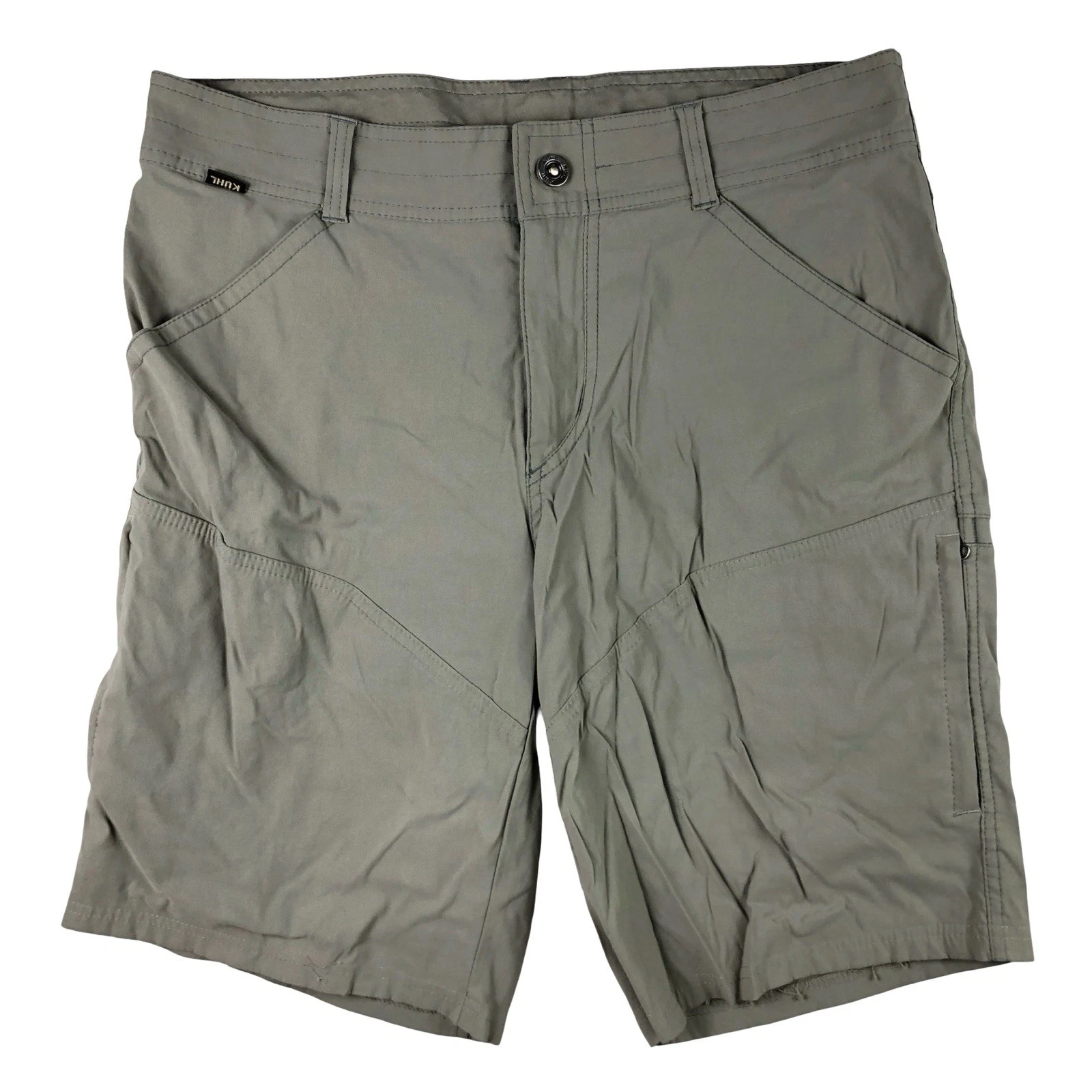 Kuhl Renegade Mens 33 Khaki Nylon Stretch Chino Hiking Camping Shorts