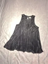A New Day- pleated Sleeveless A Line top in charcoal- S