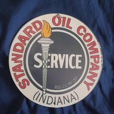 Standard Oil Metal Sign 8" Round Man Cave Garage Bar Gas Station Wall Art Auto