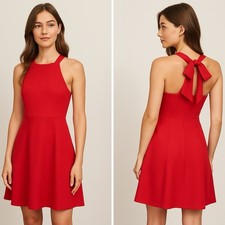 Vince Camuto Women’s Red Bow-Back Halter Cocktail Dress Size 4