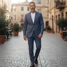 Hickey Freeman Suit Mens 40 R Navy Super 160's Wool 2pc Jacket Pants 36x30 USA