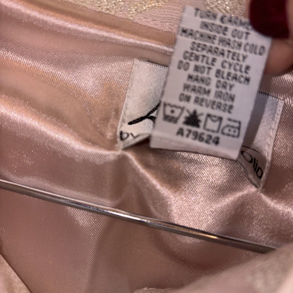 Linea by Louis Dell'Olio Rosa Oro Manga Corta Chaqueta Rosas Abrigo Acolchado De Colección S Foto 3 de 4