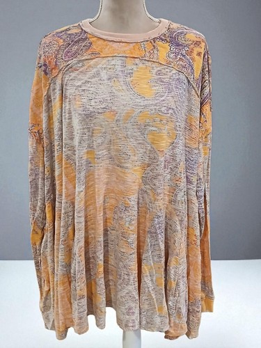 Free People Making Circles Oversized Paisley Langarm T-Shirt Damen Large