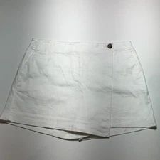 LOFT Outlet Womens Size 12 Faux Wrap Skort in White Denim Casual Summer Mid-Rise