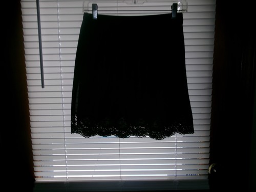 DE COLECCIÓN ADONNA MEDIO SLIP ~ NAILON NEGRO ~ DOBLADILLO DE ENCAJE ~ TALLA MEDIANA ~ EE. UU. - Imagen 2 de 4