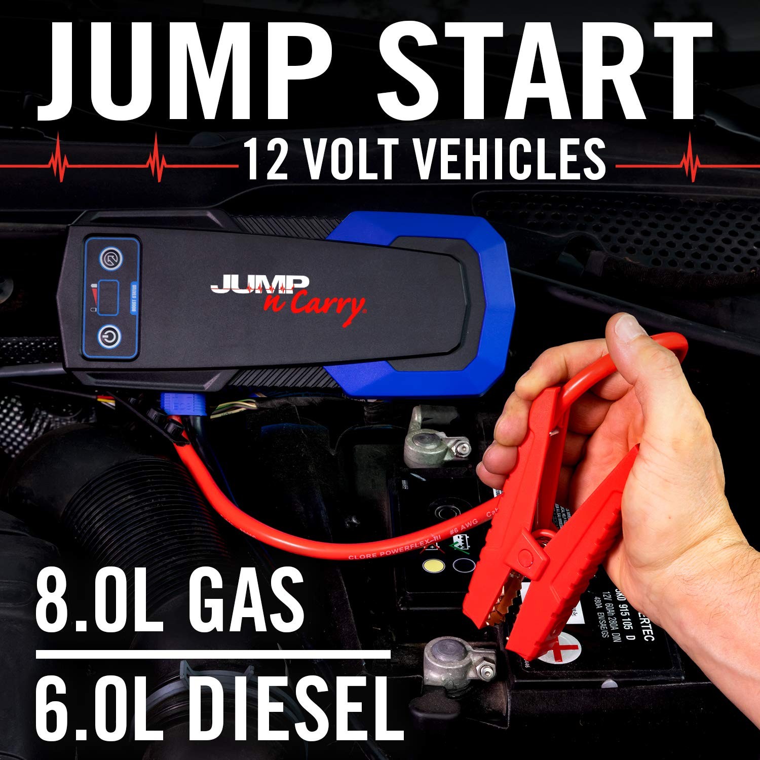 Clore Automotive JNC325 Jump-N-Carry 2000A 12 Volt Jump Starter for up to 8.0L
