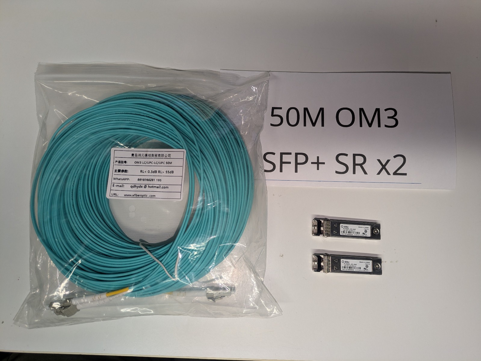 Fibre optique 10 Gbps SFP+ LC-LC OM3 50m pour switch réseau et serveur de stockage NAS