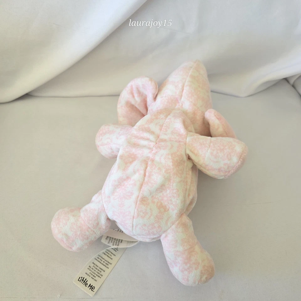 Little Me Pink Elephant Plush Rattle Stuffed Toy Damask Floral 10 Inch 2019 - Image 4 of 4