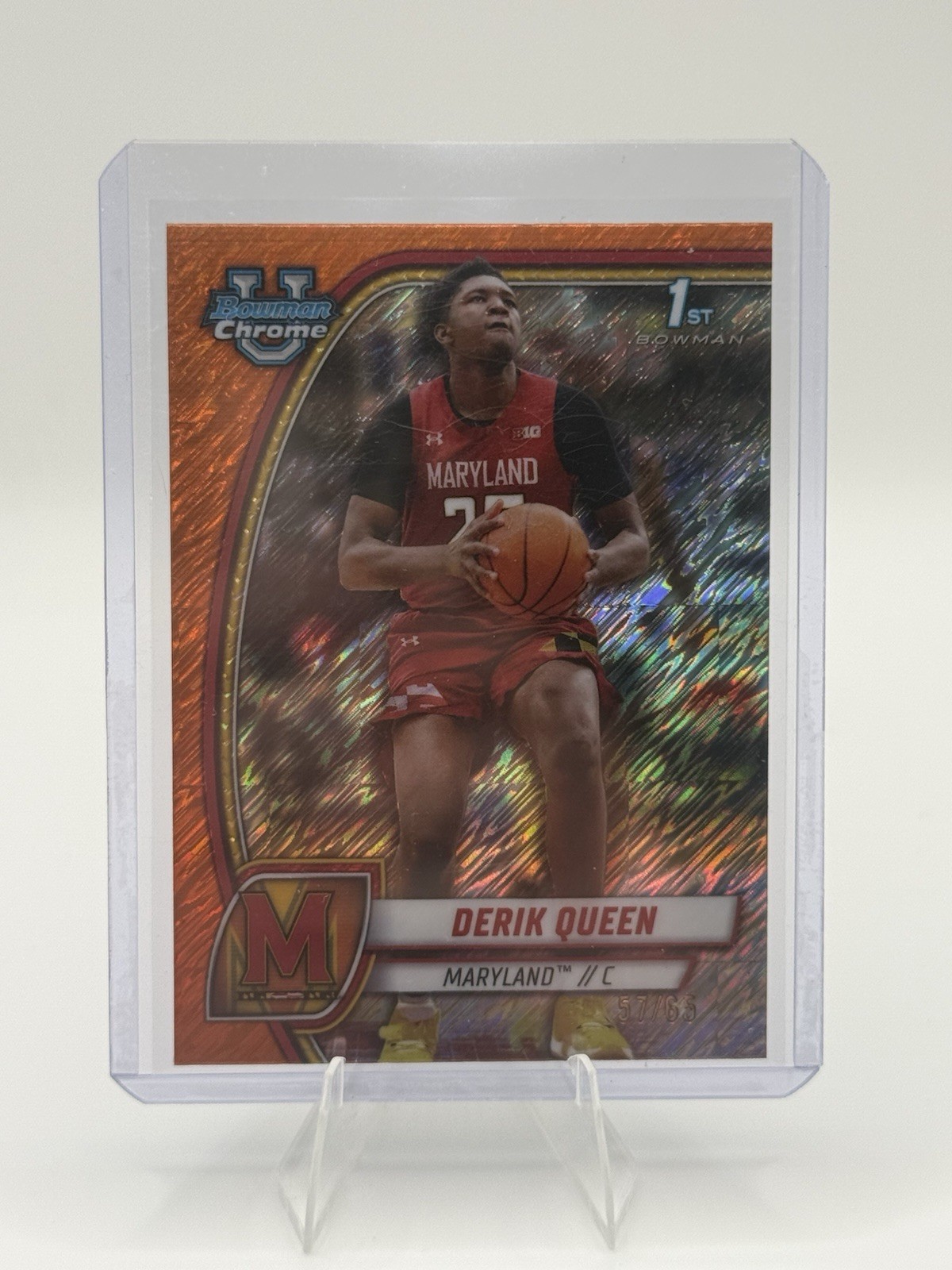 2024-25 Bowman University Chrome - Derik Queen #19 Orange Shimmer Refractor /65