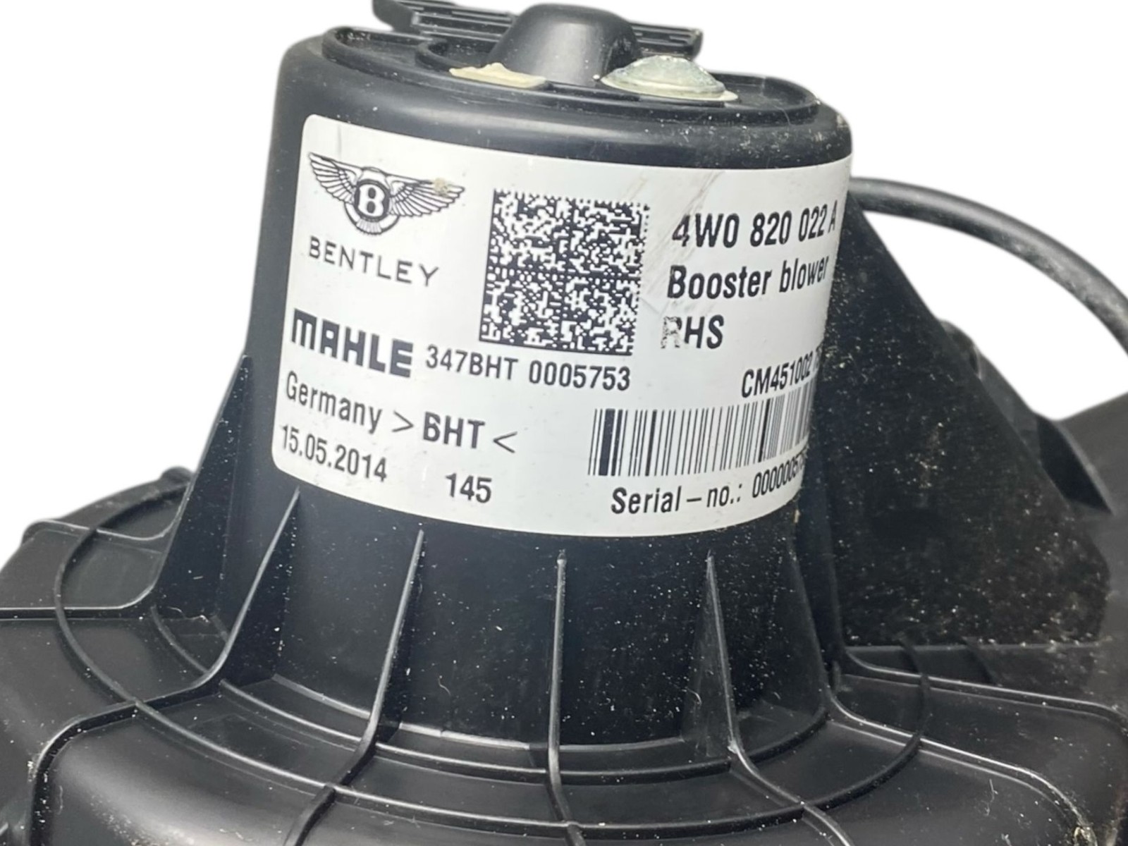 2013-2019 BENTLEY FLYING SPUR 4W 223B LEFT AIR BOOSTER BLOWER MOTOR W/ REISTOR