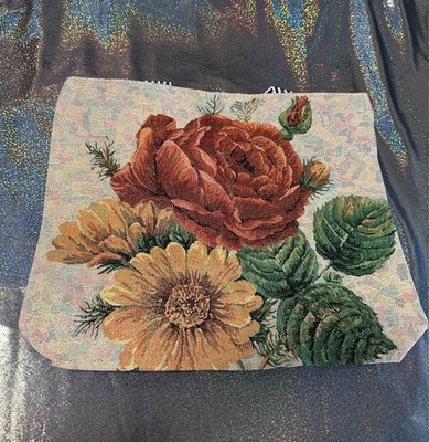 Vintage Floral Print Canvas Tote Bag Large Capacity Shopping