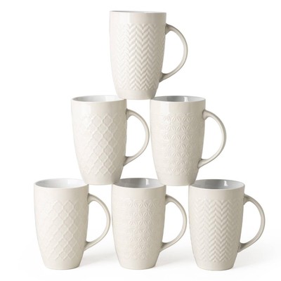 Extra Large Coffee Mugs Set of 6, 20oz Ceramic Tall Coffee Mugs Set with Text...