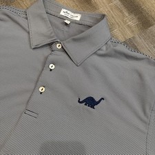 Peter Millar Summer Comfort Striped Polo Shirt L Embroidered Sinclair Dino Logo
