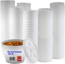 8oz Disposable Foam Bowls with Lids for Hot and Cold Food Soup