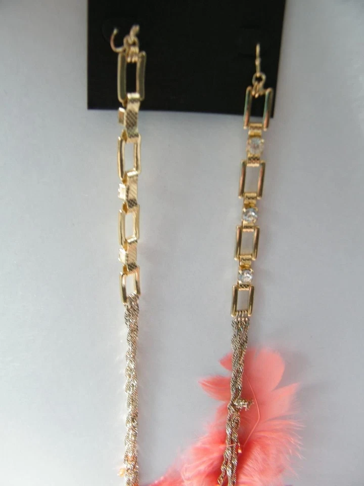 Bebe Pendientes Piedras Araña Melocotón Oro Plumas 190473 Foto 2 de 4