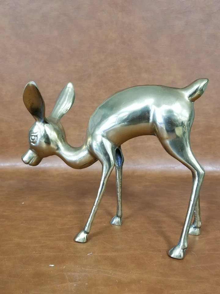 Escultura vintage MCM 8,5" de altura bronze maciço veado fawn bambi - Imagem 4 de 4