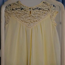 Womens Teens Sm Dress Baby Doll Yellow Chiffon Lace Elegant Weddin RN111503 WB13