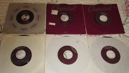 Six Beatles Vinyl 45s On Capitol Records Purple Labels