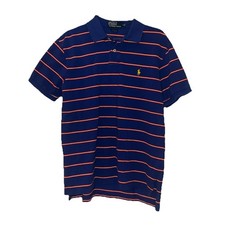 Polo Ralph Lauren Size L Blue Red 100 Cotton Short Sleeve Gold Pony Shirt