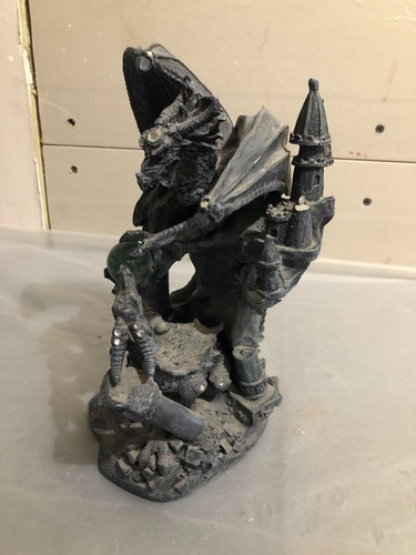 Black Dragon Statue Figurine Large 2 Dragons in Battle 4 Crystal Ball Unique 9" - Picture 2 of 7