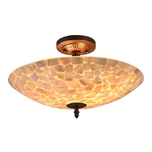 Sally Mosaic 2 Light Semi-Flush Ceiling Fixture 16" Shade