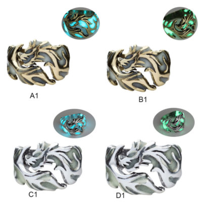 Luminous Dragon Copper Glow In The Dark Ring Punk Steel Mens Women Rings Jewelry