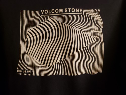 Volcom Stone Men's Navy Blue Hoodie White Waves Small Hooded Sweatshirt NWT - Picture 2 of 6