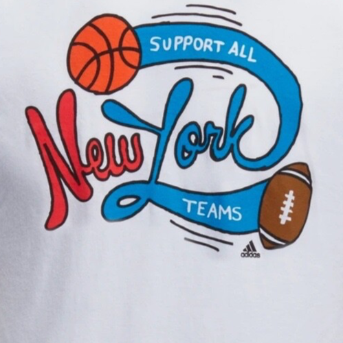 ADIDAS x CLEOFUS X NYC SUPPORT ALL TEAMS NY T-SHIRT WHITE MEN'S XL NWT DS - Picture 1 of 21