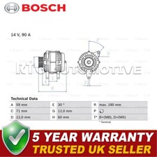 Bosch Alternator Fits Fiat Stilo Multipla Brava 1.6 + Other Models #1