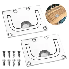 316 Stainless Steel Hatch Pull Flush Lift Boat Deck Ring Hatch Handle w/ Screws