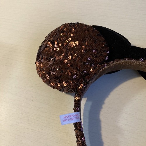 Tokyo Disney Resort Ears Brown sequins Minnie Mouse Very RARE TDR TDS Kawaii - Picture 3 of 12