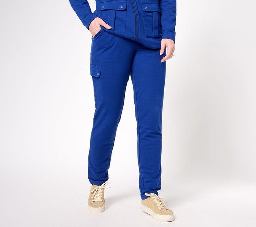 Sport Savvy French Terry Pull-On Pant Cargo Pants Deep Cobalt XXS New