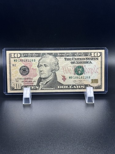 2013-$10 DOLLARS BILL REPEATER NUMBER Very Fine Condition For Your Collection. - Picture 1 of 4