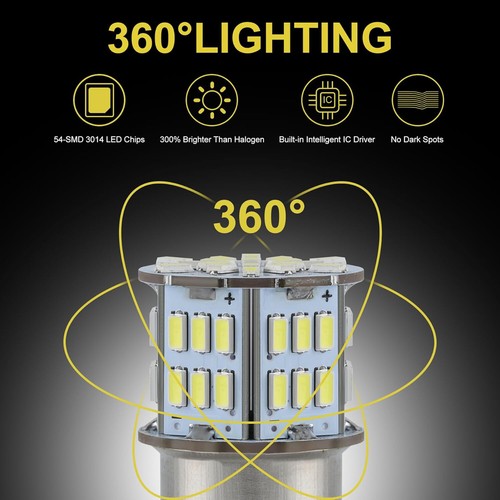 4PCS LED Light Bulb 1156 BA15S Brake Reverse Turn Stop Tail Car White Globe 12V - Picture 7 of 9