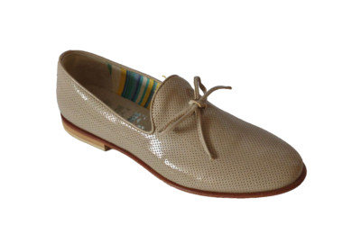 Enrico Fantini Perforated Patent Leather Loafer Flat Shoe 38 7.5 8 Made in Italy
