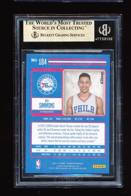 BGS 9.5 BEN SIMMONS 2016-17 PANINI STUDIO GLOSSY PARALLEL RC 