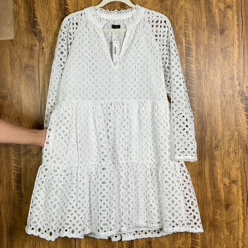NUEVO CON ETIQUETAS J. Vestido Crew Rebecca en blanco ojales, talla mediana, bolsillos - Imagen 11 de 19