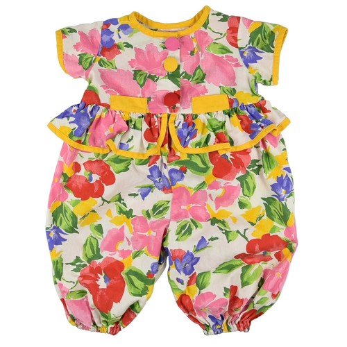 Vintage Rüschen Blumen Blase Strampler Baby Mädchen 18M Frühling Blüten Hergestellt in den USA - Bild 1 von 12