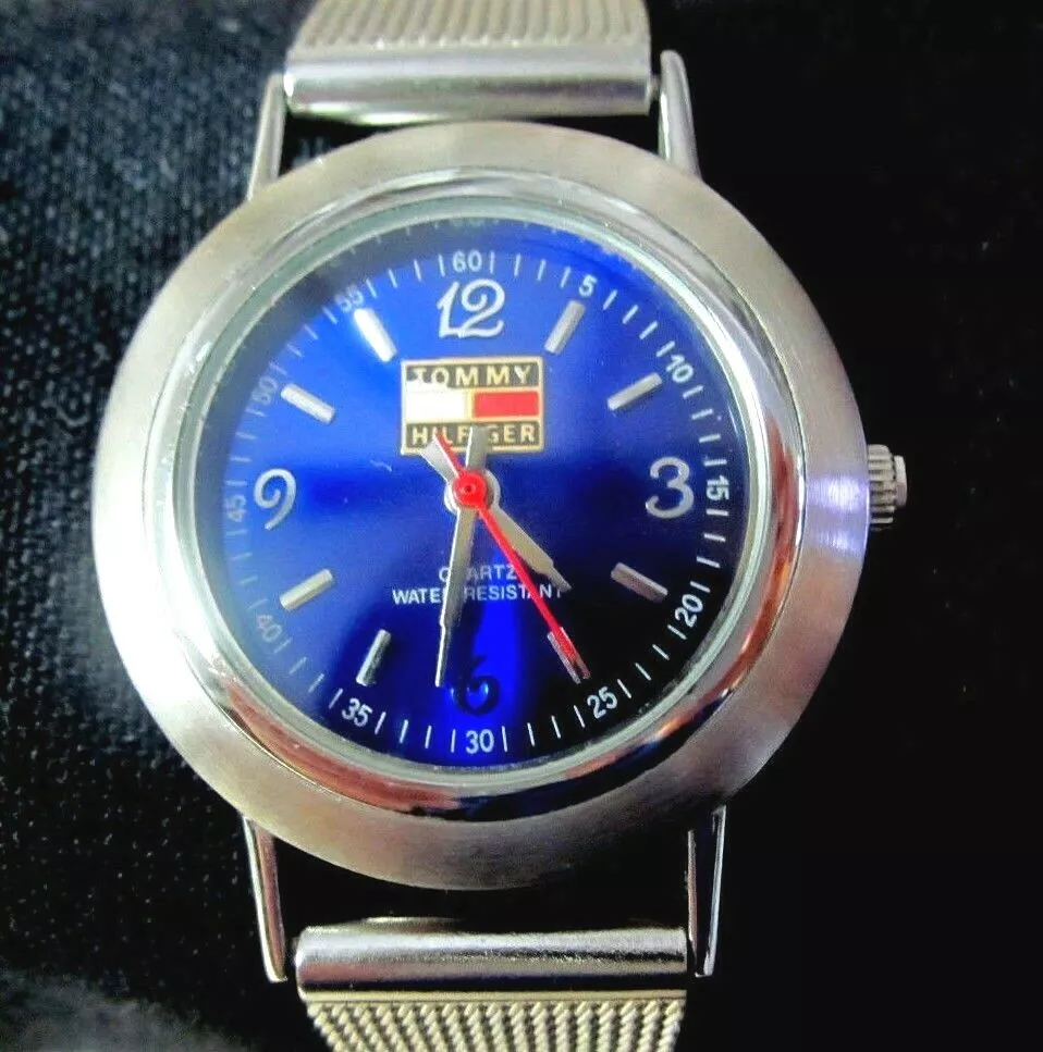 Tommy Hilfiger USA 1238 Dress Watch Women Stainless Steel Mesh Strap Blue Face