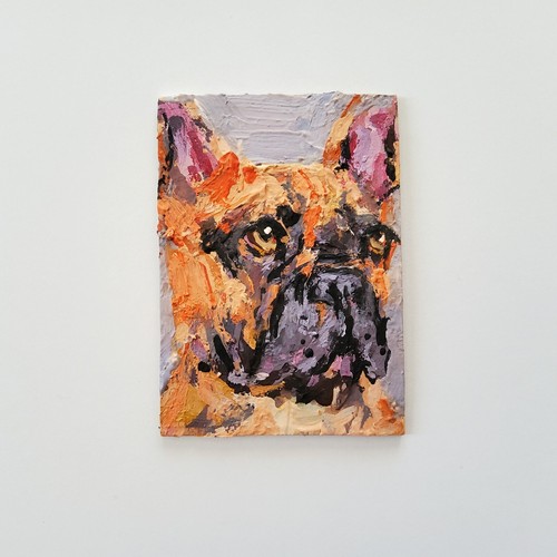 ACEO Original Painting Dog French Bulldog Pet Portrait Animal Gouache Modern Art - Picture 12 of 13