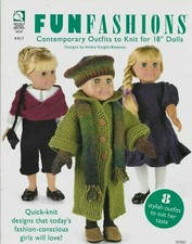 USED FUN FASHIONS CONTEMPORARY OUTFITS 18" DOLLS 8 DESIGNS KNITTING PATTERN BOOK