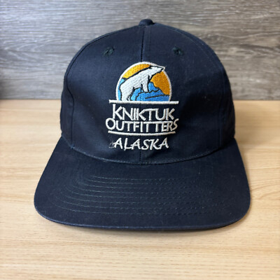 Vintage Kniktuk Outfitters Hat Cap Snap Back Black Trucker Alaska Adjustable