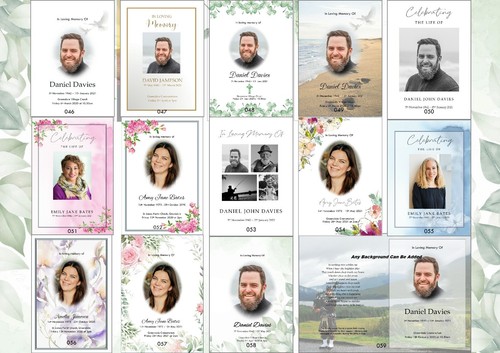 Ordine di Servizio Funerale, Schede di Memoria Laminate - Tanti Disegni - Foto 5 di 7