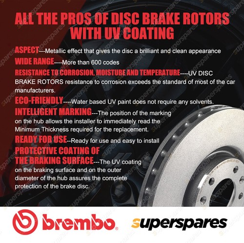 2x Rear Brembo UV Disc Brake Rotors for Land Rover Range Rover Evoque L538 to FH - Picture 2 of 3
