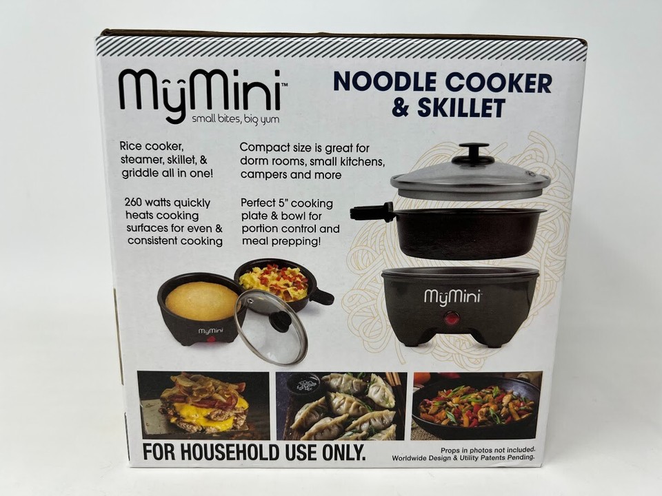 Nostalgia MyMini 5" Noodle Cooker Electric Skillet & Rice Cooker Black